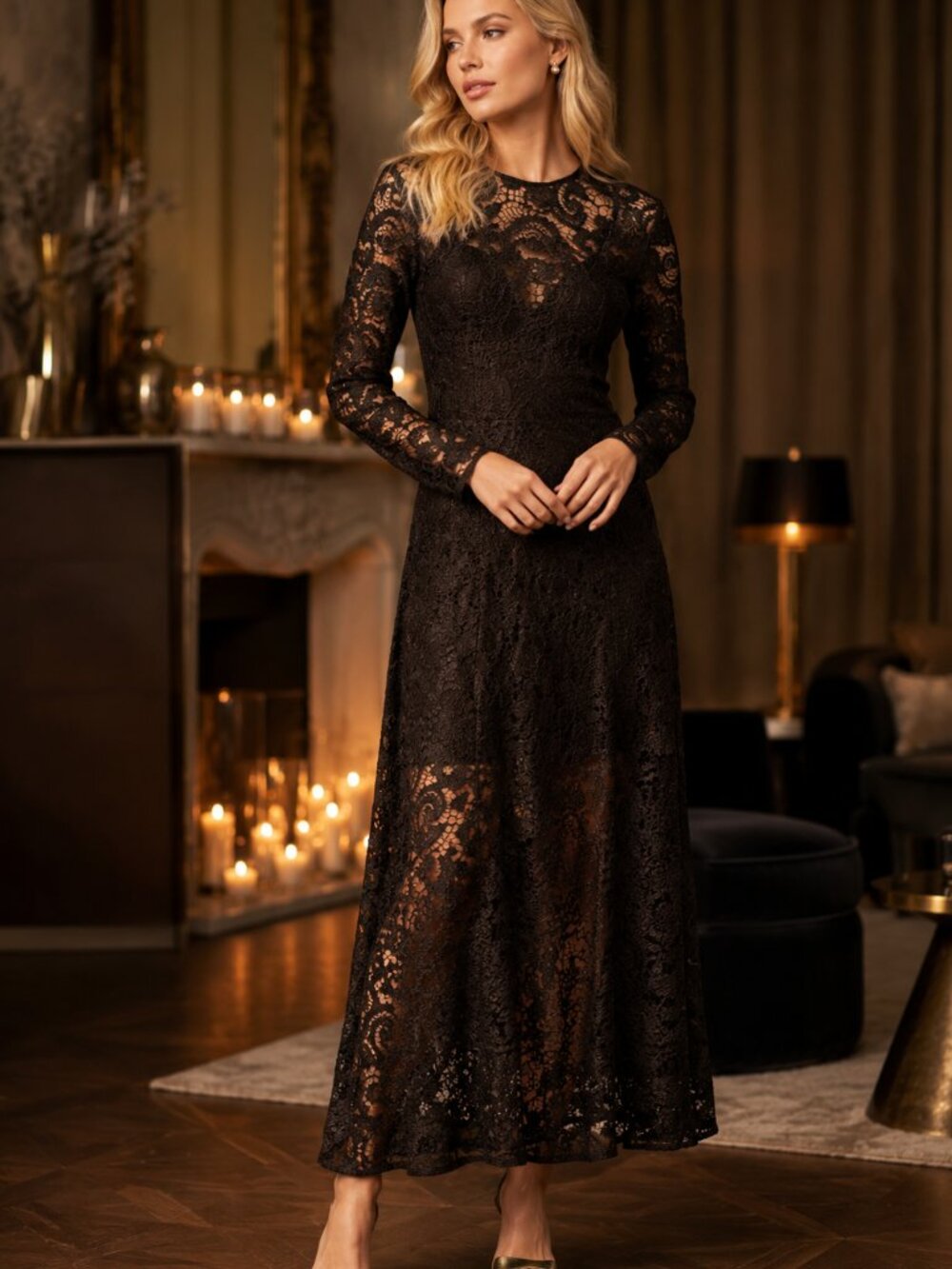 Antonio Melani Susan Elegant Sheer Lace Maxi Dress 10 Wedding Guest Occasion NWT